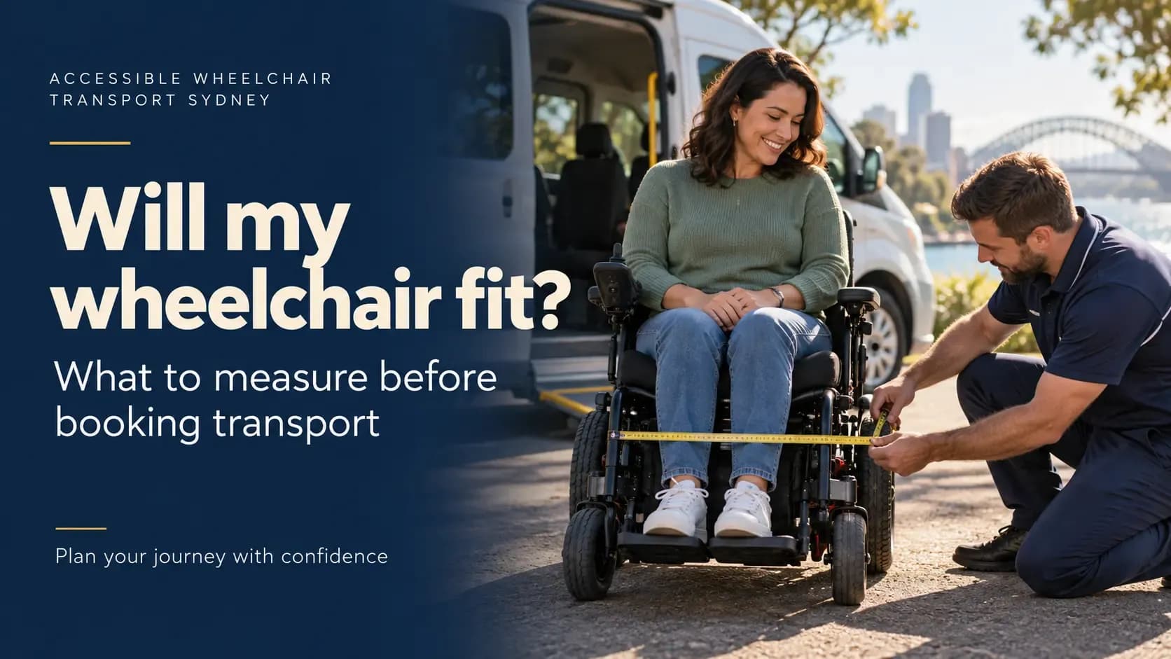 Measuring the overall width of a wheelchair before booking accessible transport